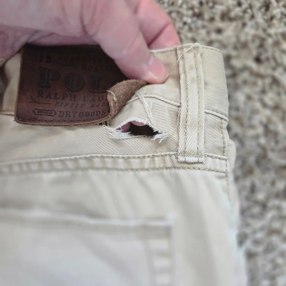Polo Ralph Lauren Mens Khaki Pants 36x32 Straight Leg Cotton Twill Tan V196820